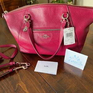 Coach Tote Cross Body Kelsey Dark Fuchsia Excellent Condition
